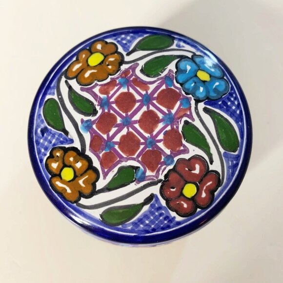 Small Talavera Lidded Jewelry Trinket Box - Picture 1 of 5